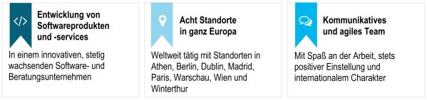 Entwicklung von Softwareprodukten und Services. Acht Standorte in ganz Europa. Kommunikatives und agiles Team.